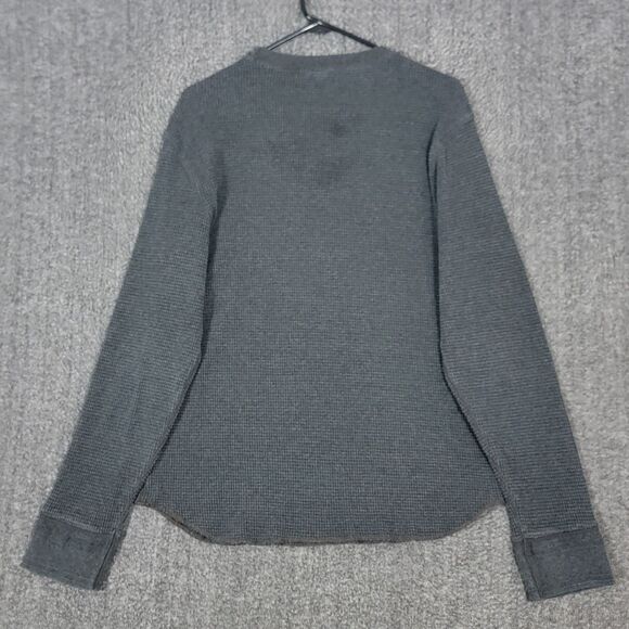 Gap Shirt Mens L Gray Vintage Y2K Waffle Knit Long Sleeve Crew Neck Thermal Top - Picture 7 of 11